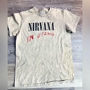 NIRVANA Tan and Red Graphic Tee